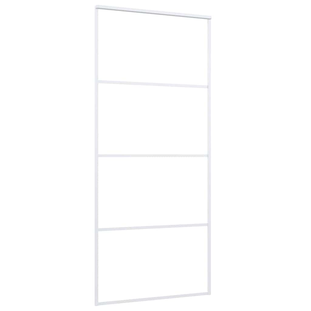 skydedør 90x205 cm hærdet matteret glas og aluminium hvid