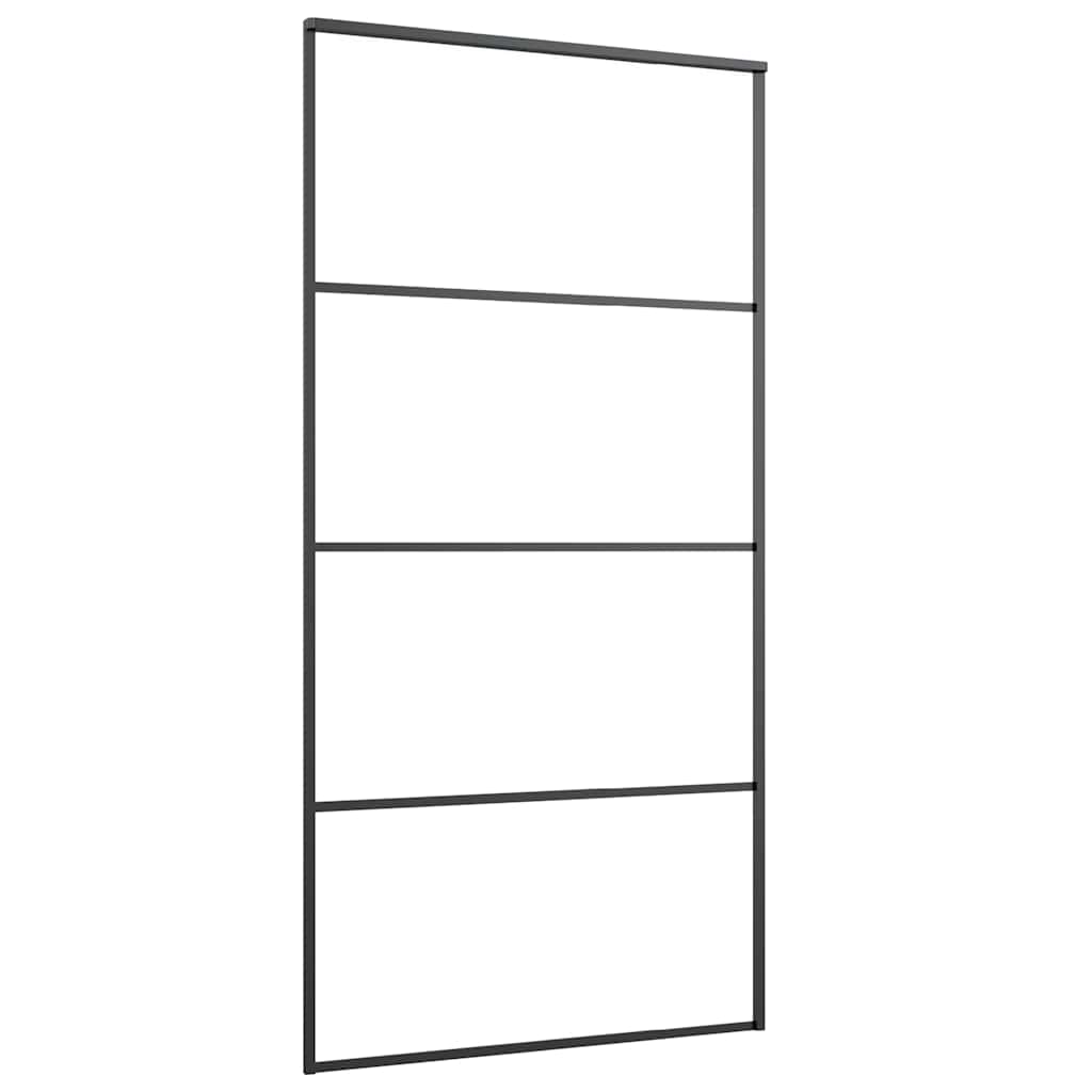 skydedør 102,5x205 cm hærdet matteret glas og aluminium sort