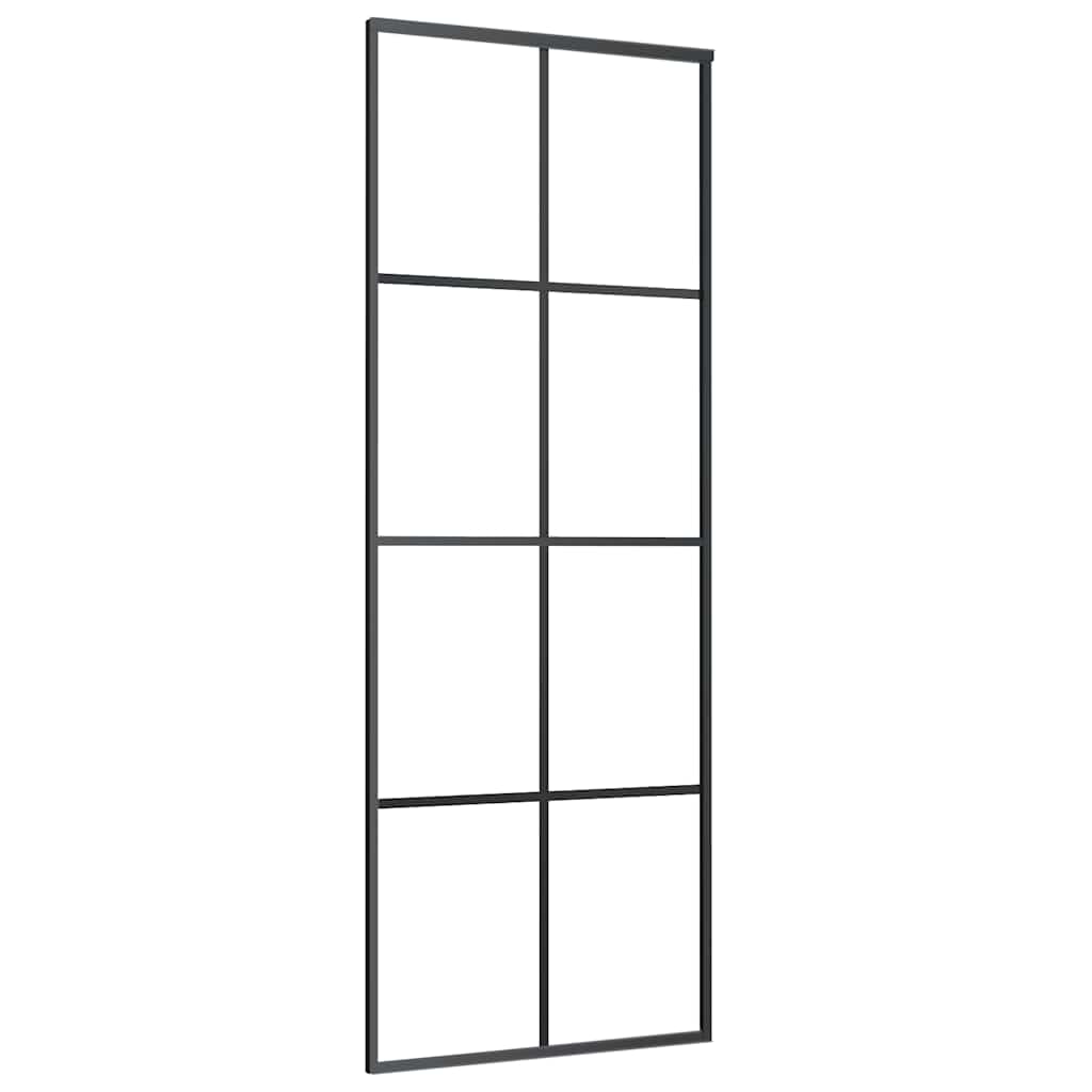 skydedør 76x205 cm sikkerhedsglas og aluminium sort
