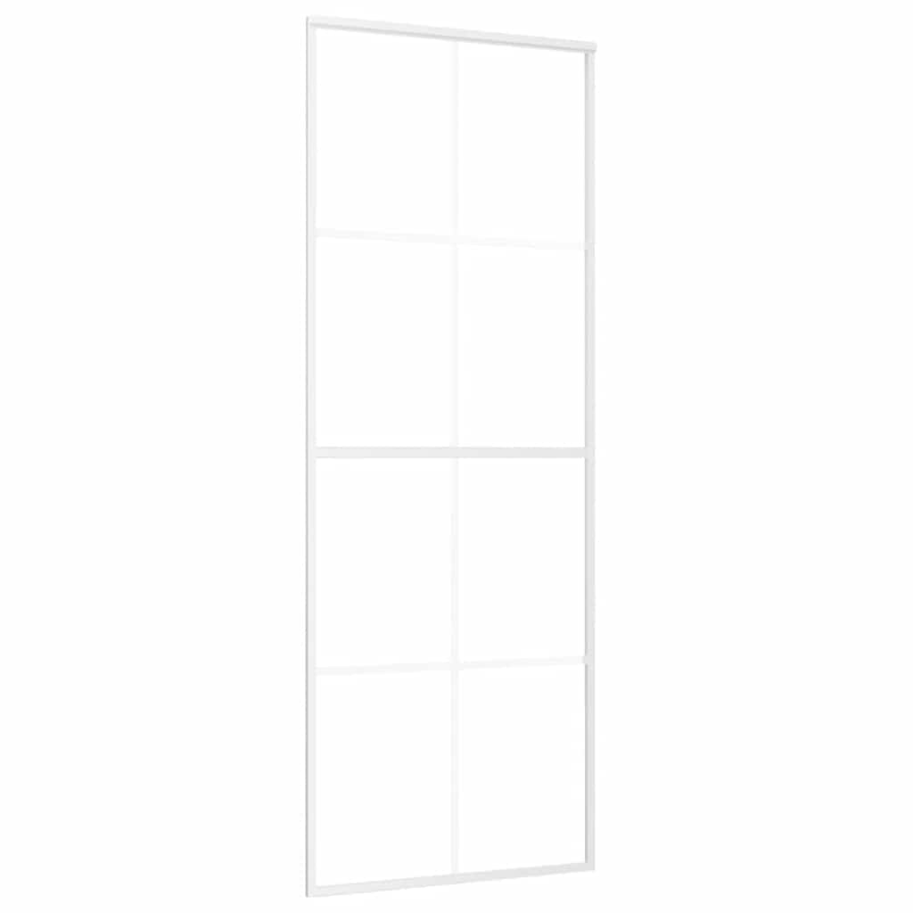 skydedør 76x205 cm hærdet glas og aluminium hvid