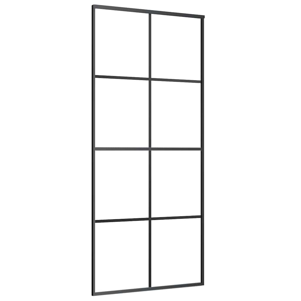 skydedør 90x205 cm sikkerhedsglas og aluminium sort