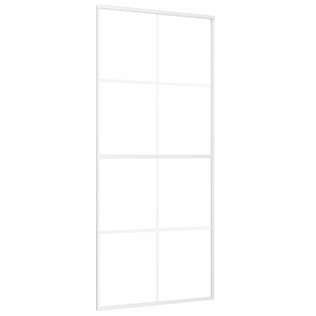 skydedør 90x205 cm hærdet matteret glas og aluminium hvid