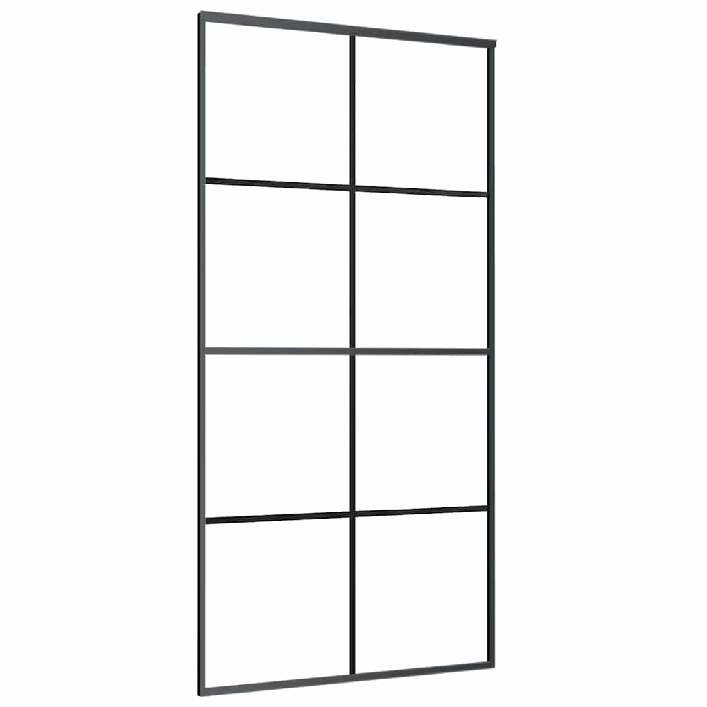 skydedør 102,5x205 cm sikkerhedsglas og aluminium sort