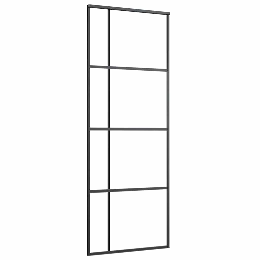 skydedør 76x205 cm hærdet glas og aluminium sort
