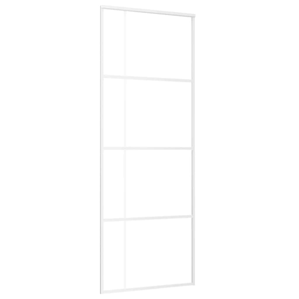 skydedør 76x205 cm hærdet glas og aluminium hvid