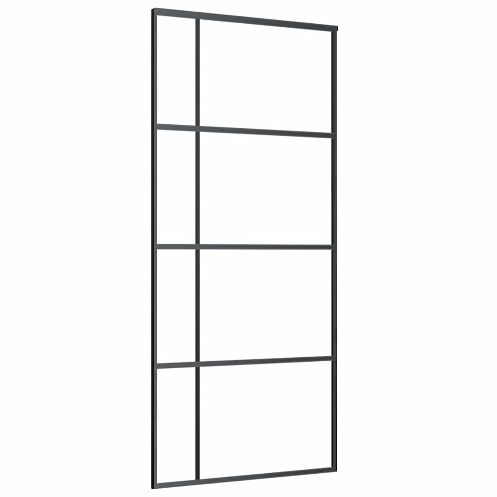 skydedør 90x205 cm hærdet matteret glas og aluminium sort