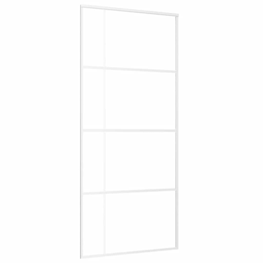 skydedør 90x205 cm hærdet glas og aluminium hvid