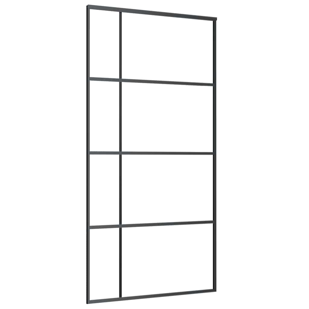 skydedør 102,5x205 cm hærdet matteret glas og aluminium sort