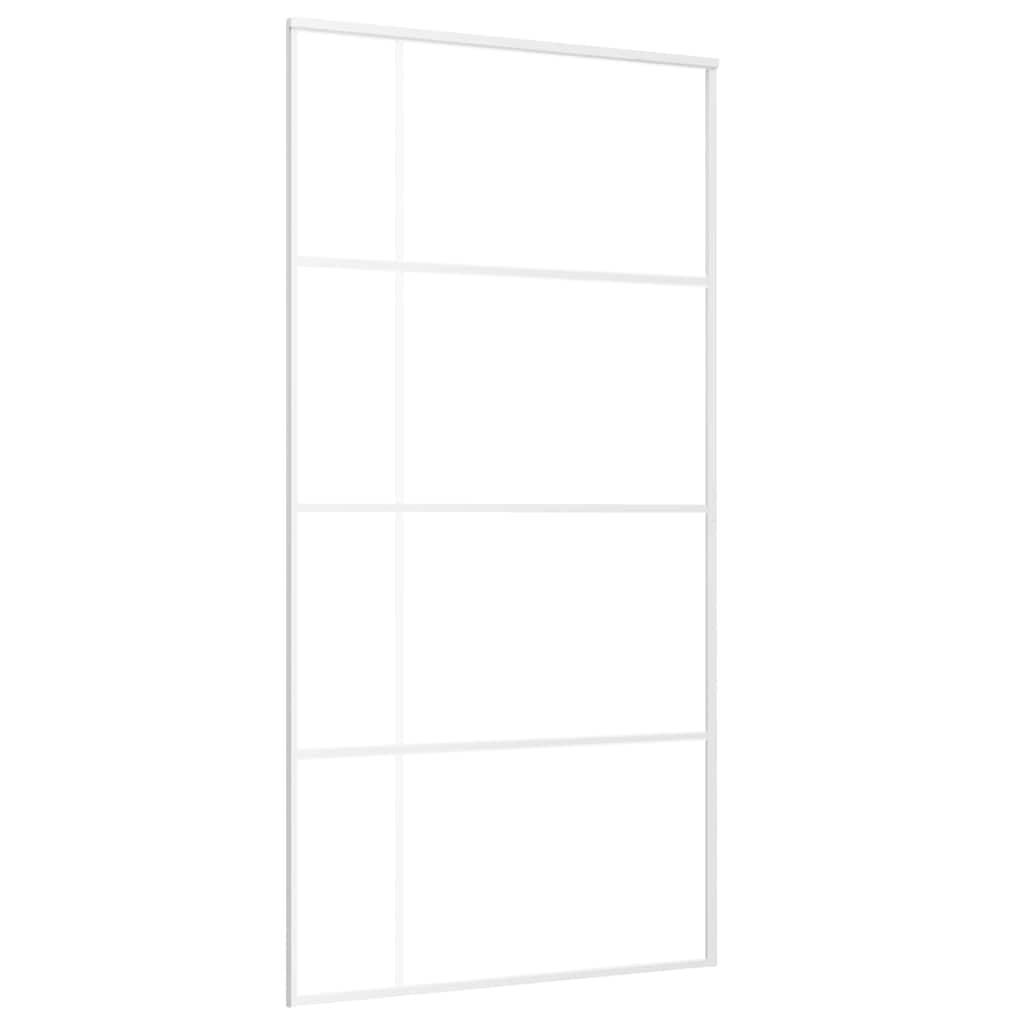 skydedør 102,5x205 cm hærdet glas og aluminium hvid