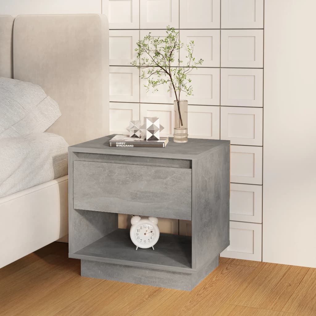 sengebord 45x34x44 cm konstrueret træ betongrå