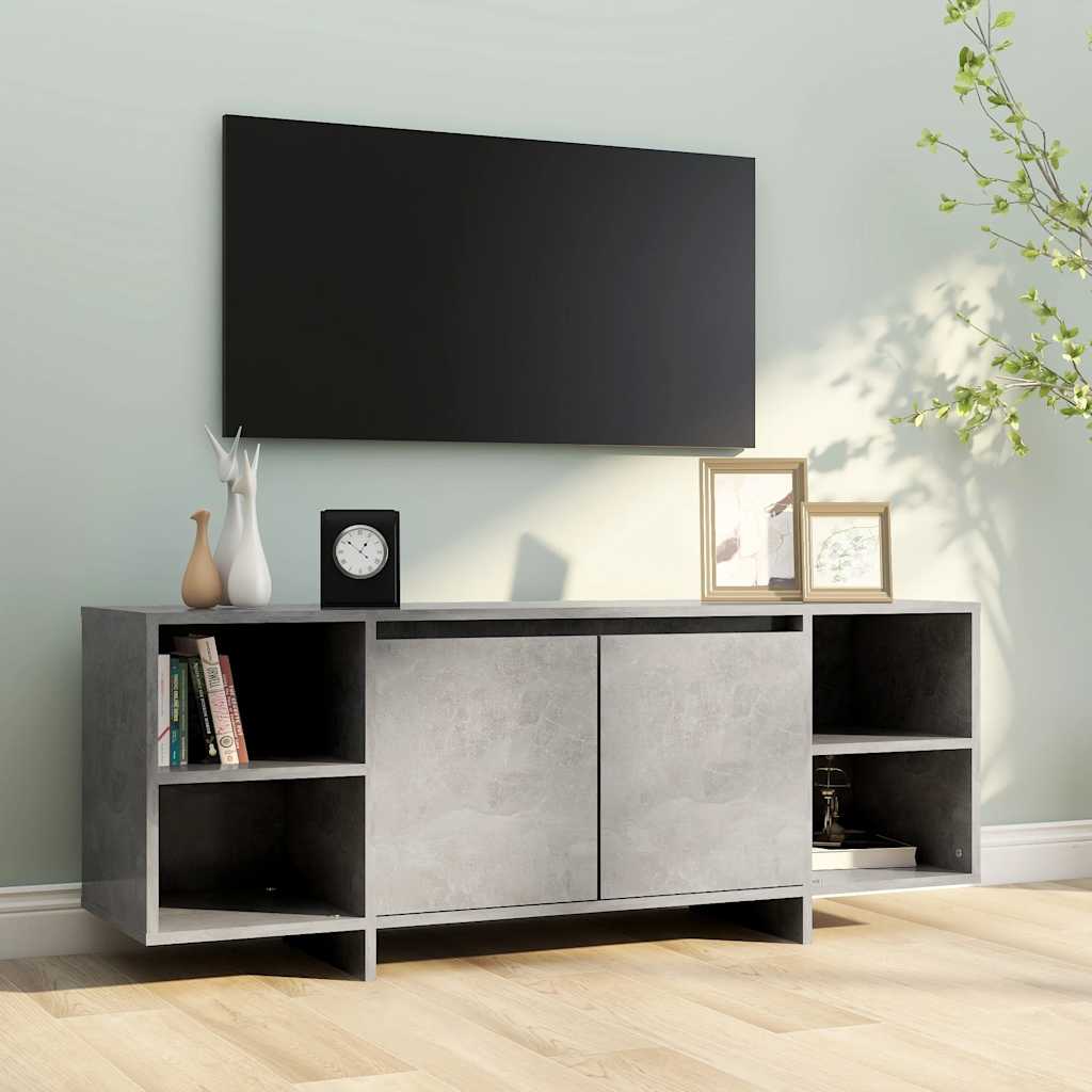 tv-bord 130x35x50 cm konstrueret træ betongrå