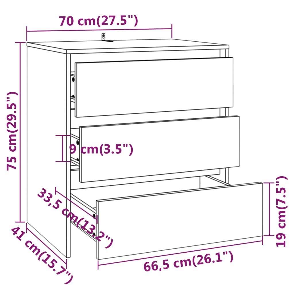 skænk 70x41x75 cm konstrueret træ betongrå