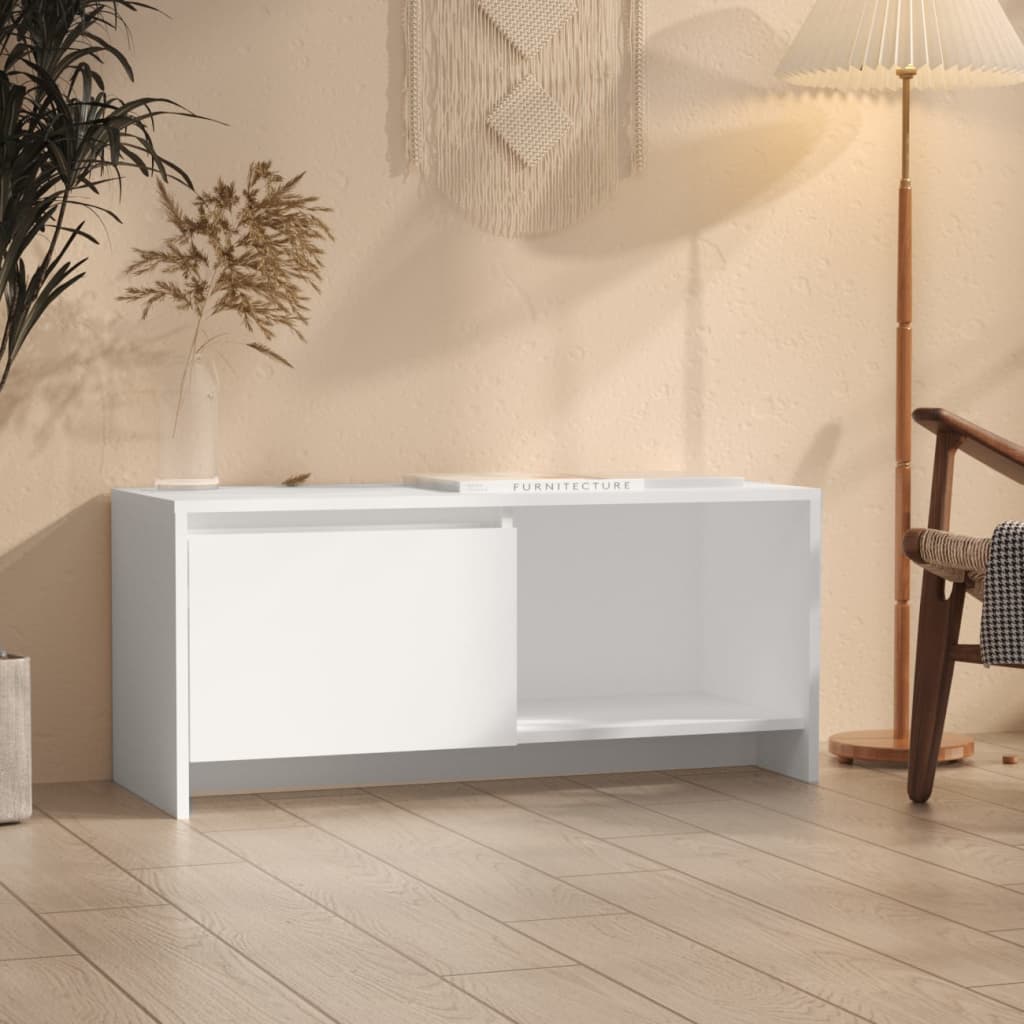 tv-bord 90x35x40 cm konstrueret træ hvid