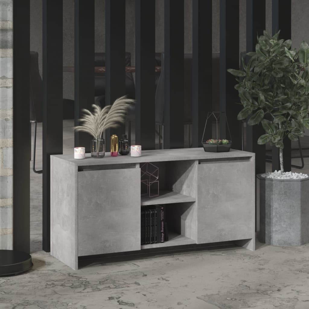 tv-bord 102x37,5x52,5 cm konstrueret træ betongrå