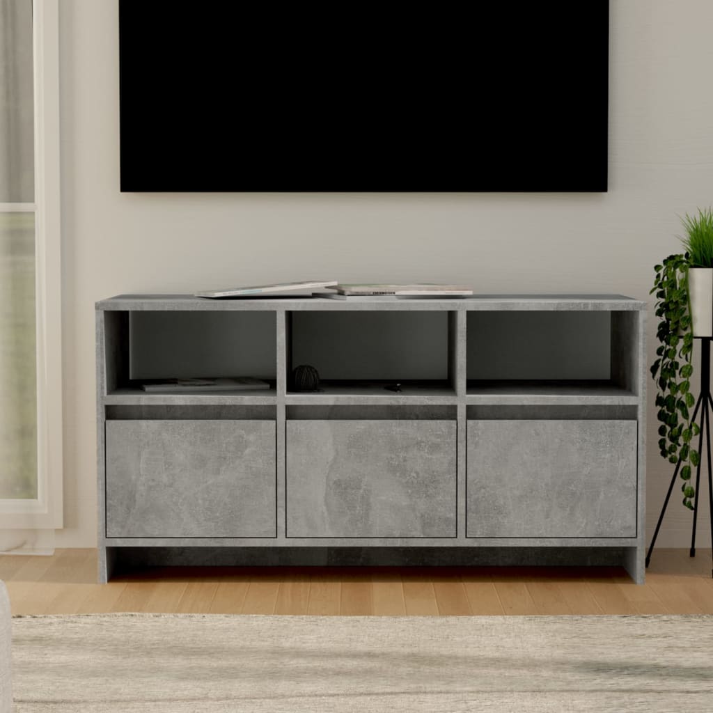 tv-bord 102x37,5x52,5 cm konstrueret træ betongrå