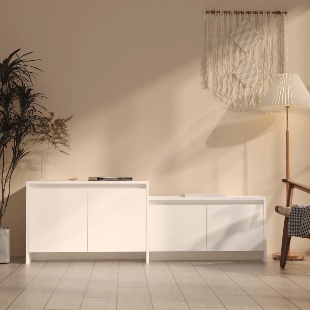tv-bord 146,5x35x50 cm konstrueret træ hvid