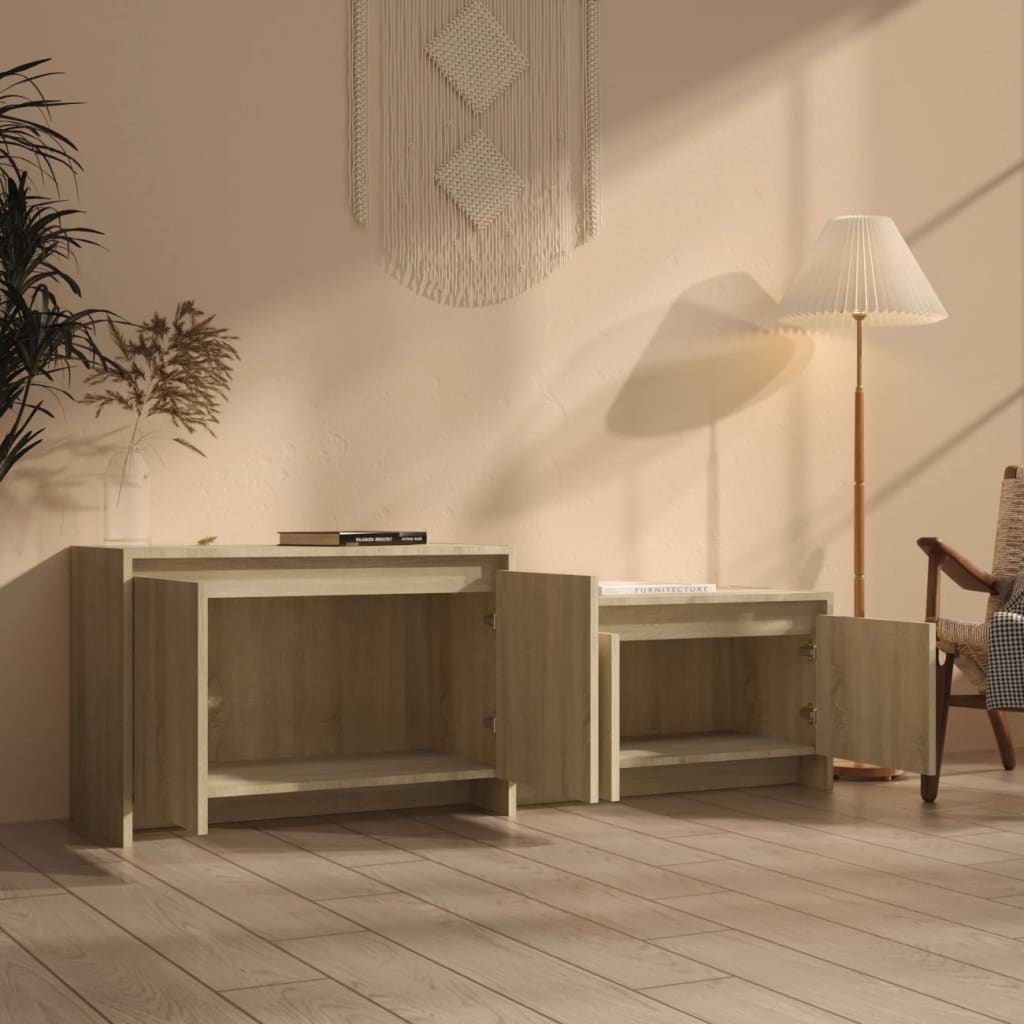 tv-bord 146,5x35x50 cm konstrueret træ sonoma-eg