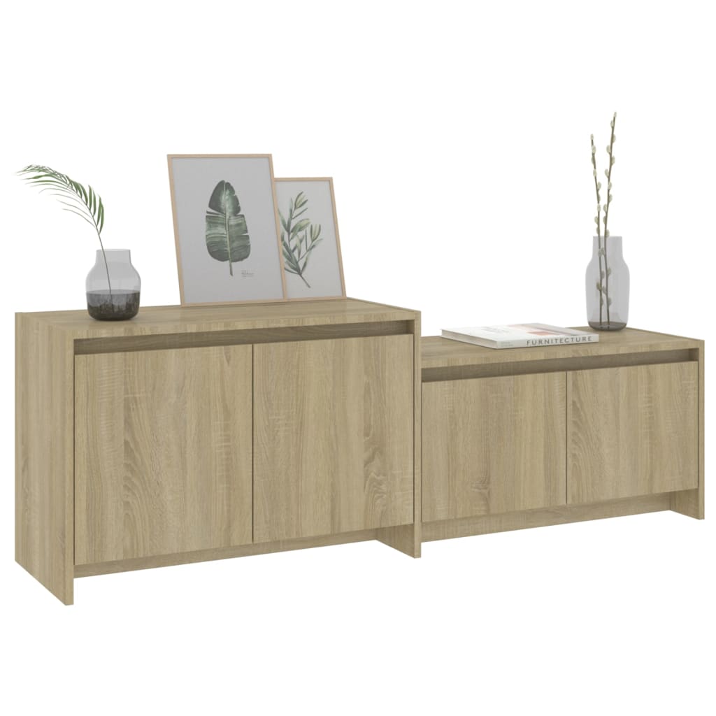 tv-bord 146,5x35x50 cm konstrueret træ sonoma-eg