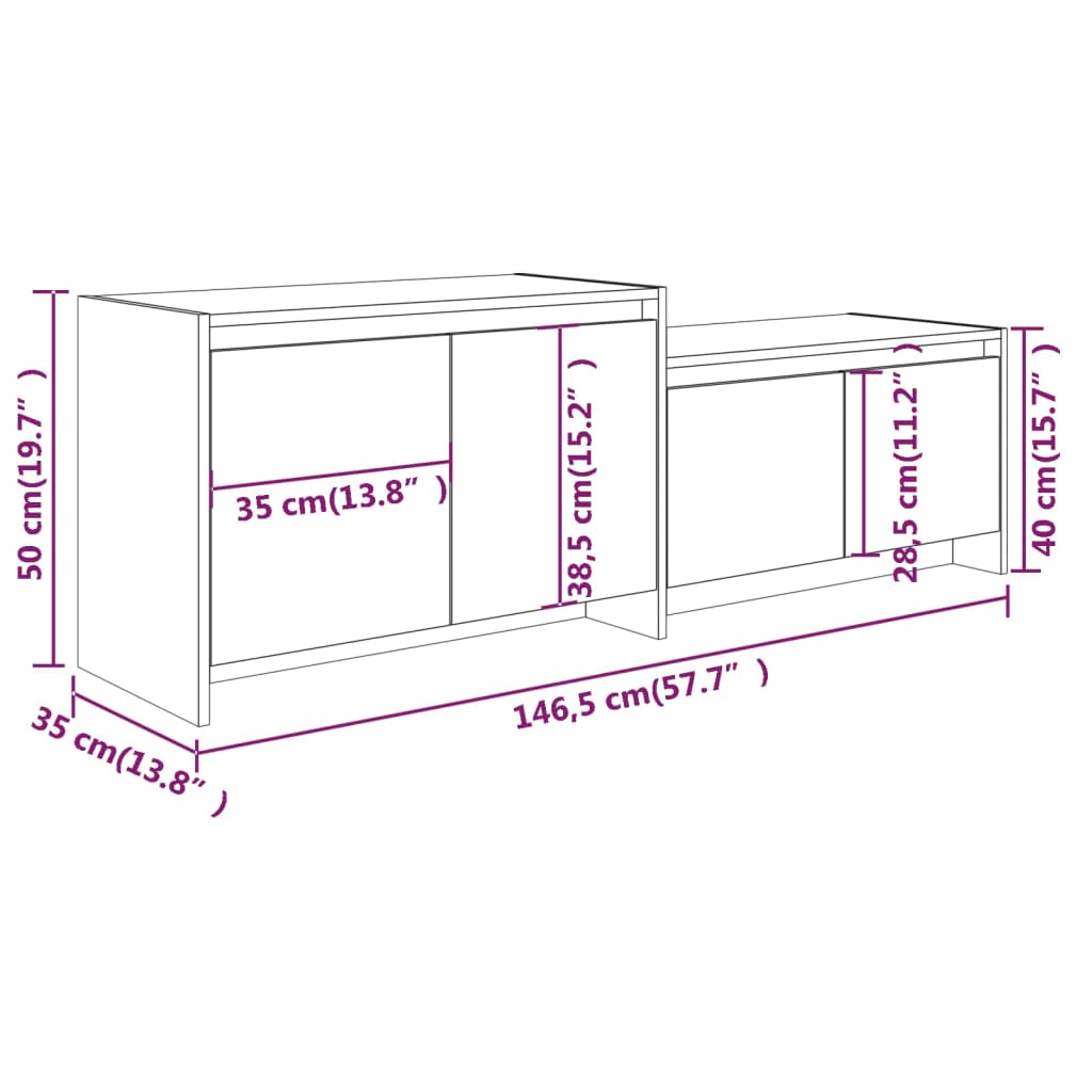 tv-bord 146,5x35x50 cm konstrueret træ betongrå
