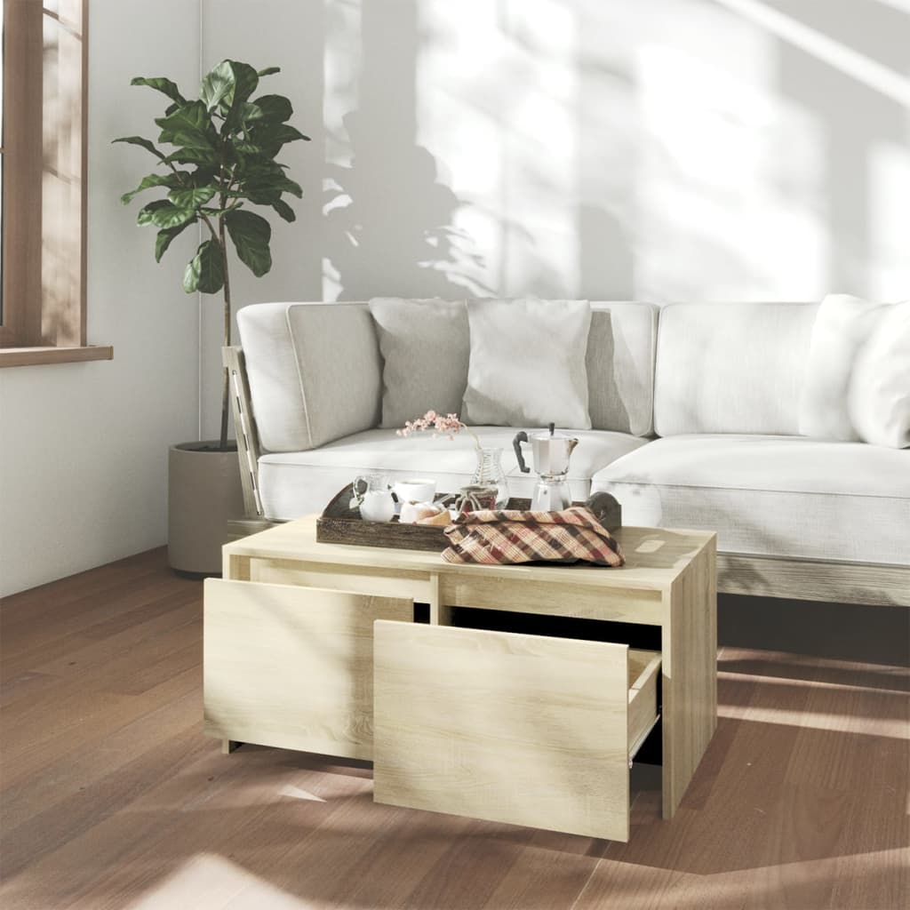 sofabord 90x50x41,5 cm konstrueret træ sonoma-eg