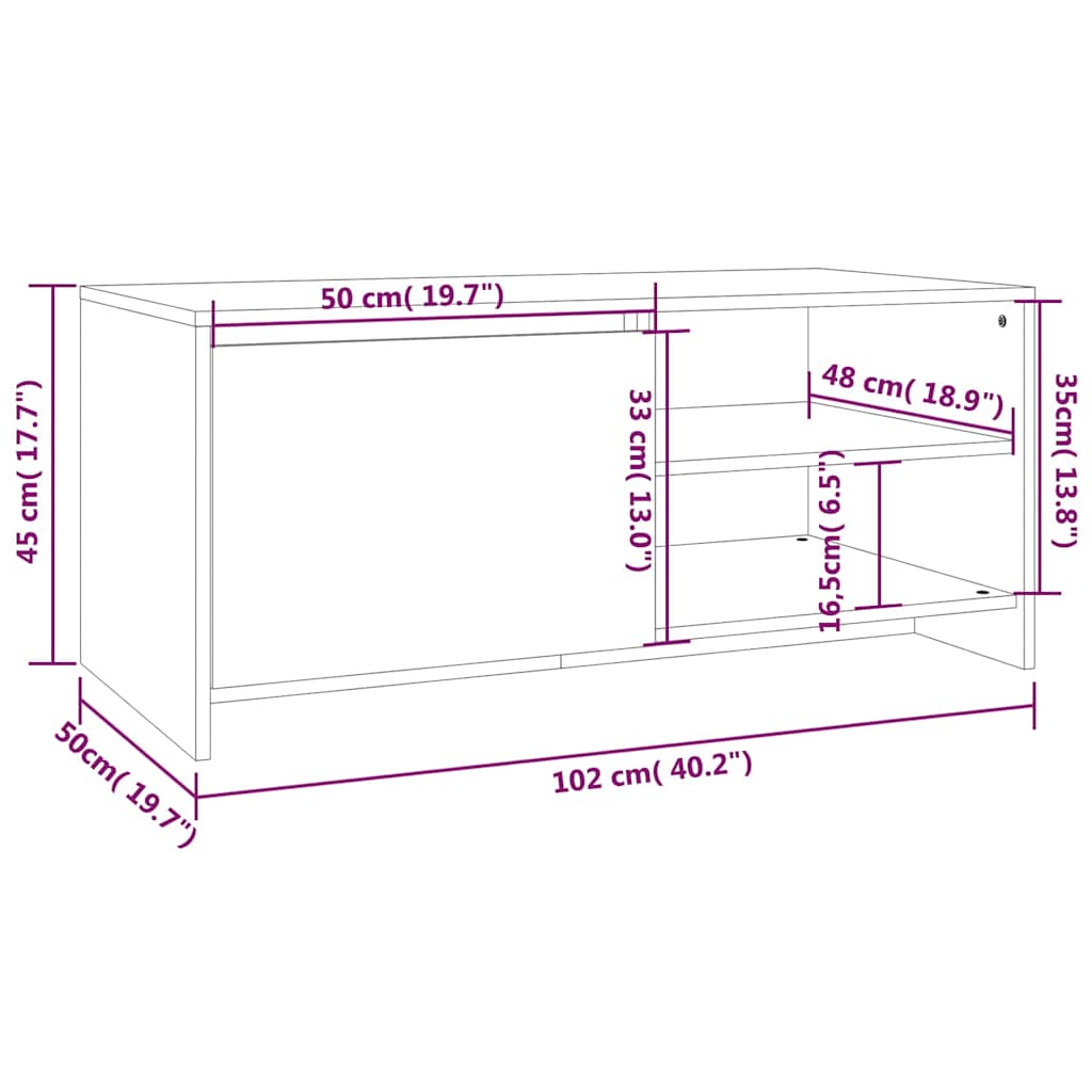 sofabord 102x50x45 cm konstrueret træ hvid