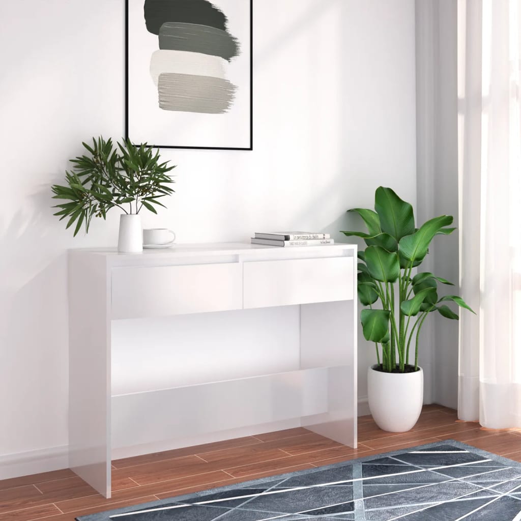 konsolbord 100x35x76,5 cm konstrueret træ hvid