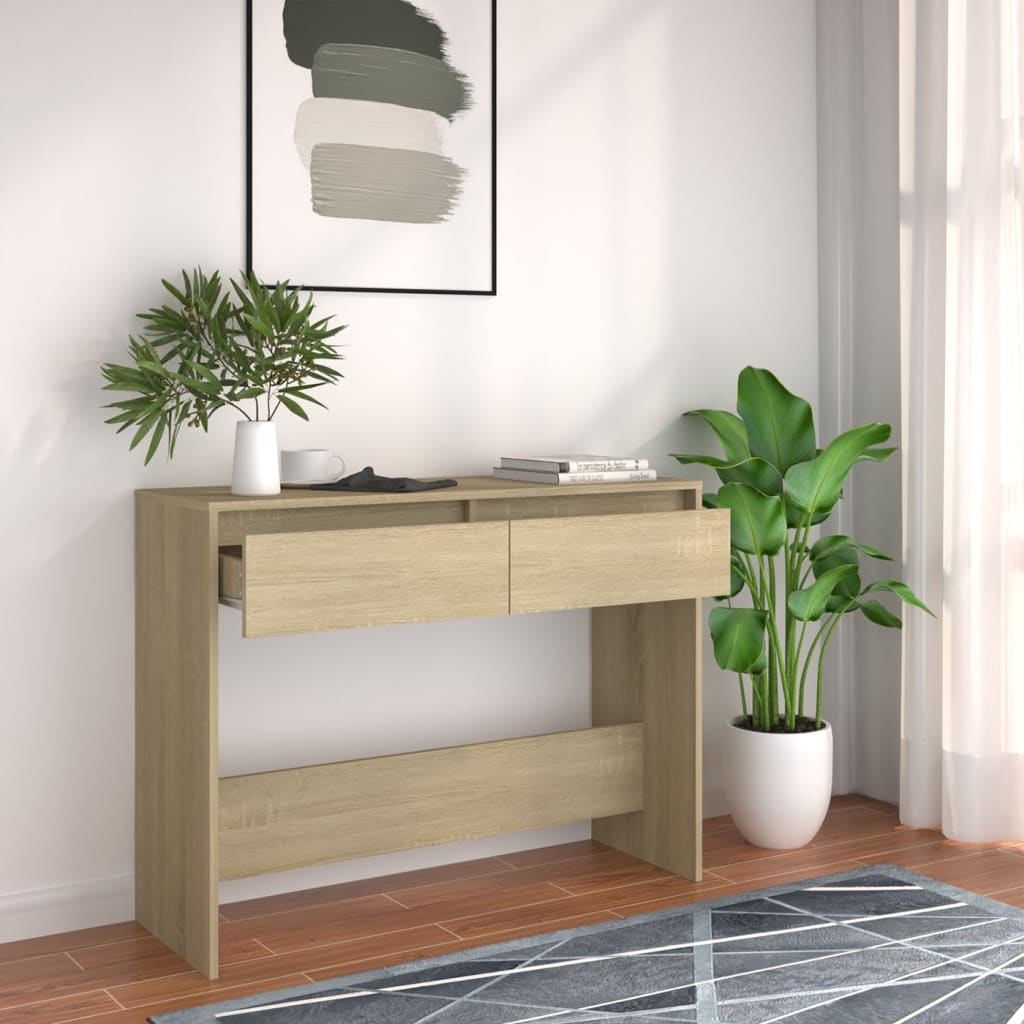 konsolbord 100x35x76,5 cm konstrueret træ sonoma-eg