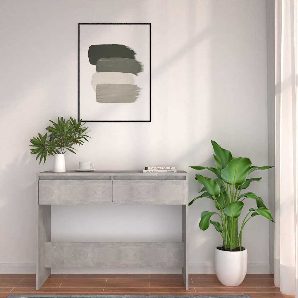 konsolbord 100x35x76,5 cm konstrueret træ betongrå