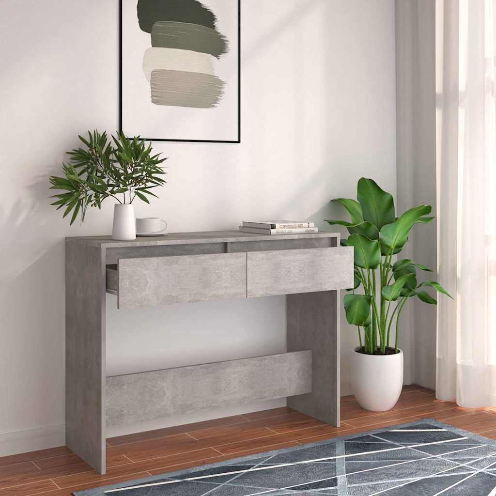 konsolbord 100x35x76,5 cm konstrueret træ betongrå