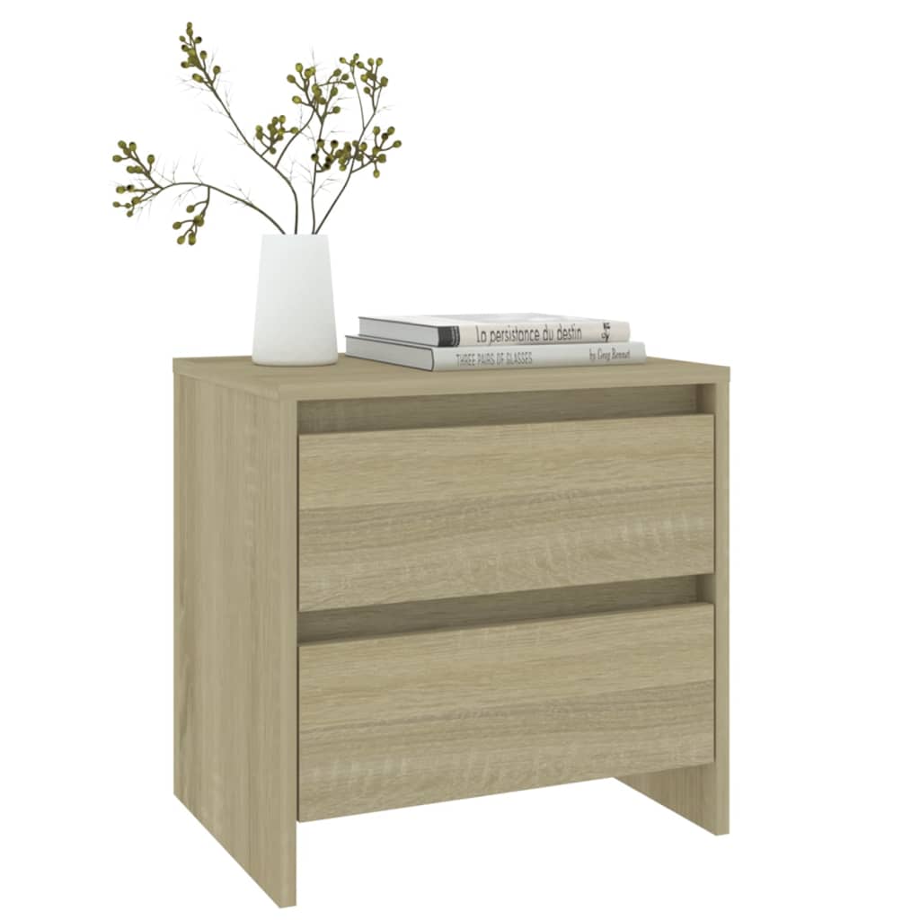 sengeborde 2 stk. 45x34,5x44,5 cm konstrueret træ Sonoma-eg