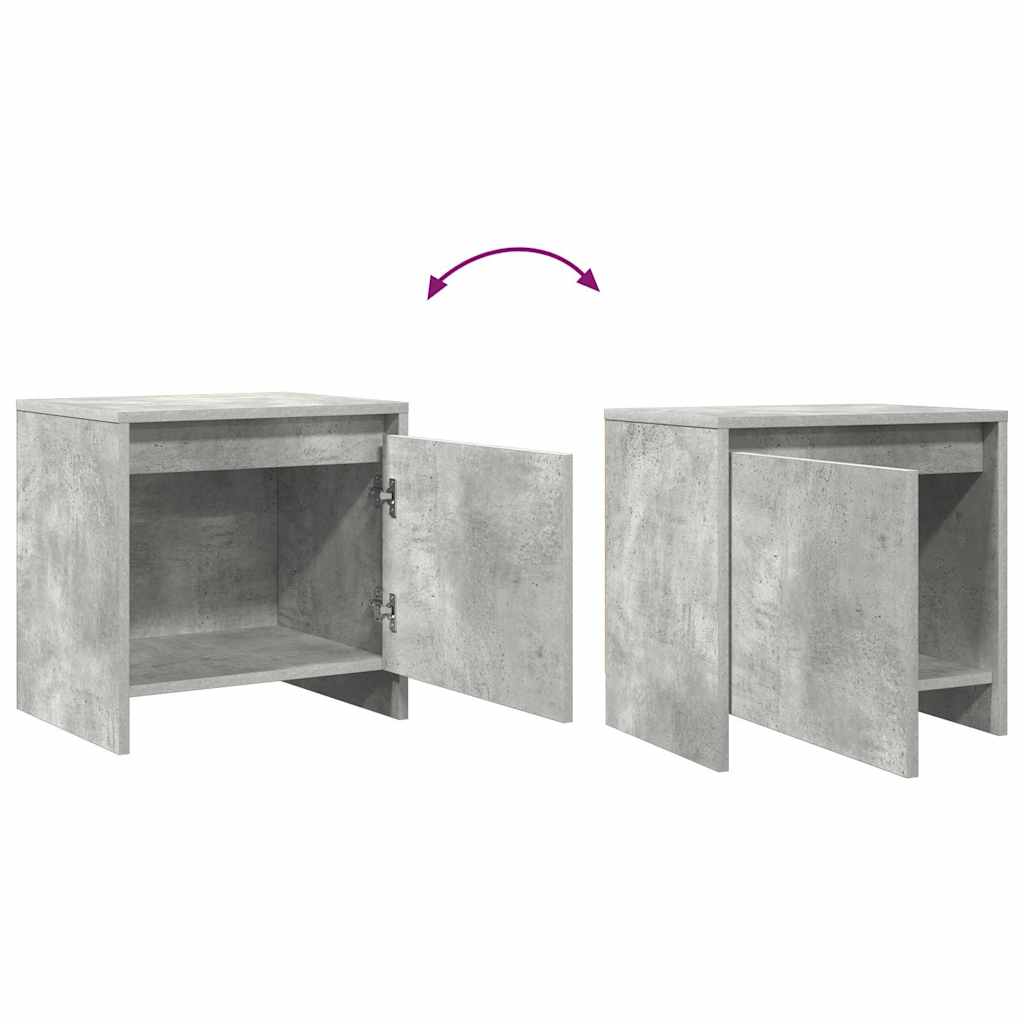 sengeborde 2 stk. 45x34x44,5 cm konstrueret træ betongrå