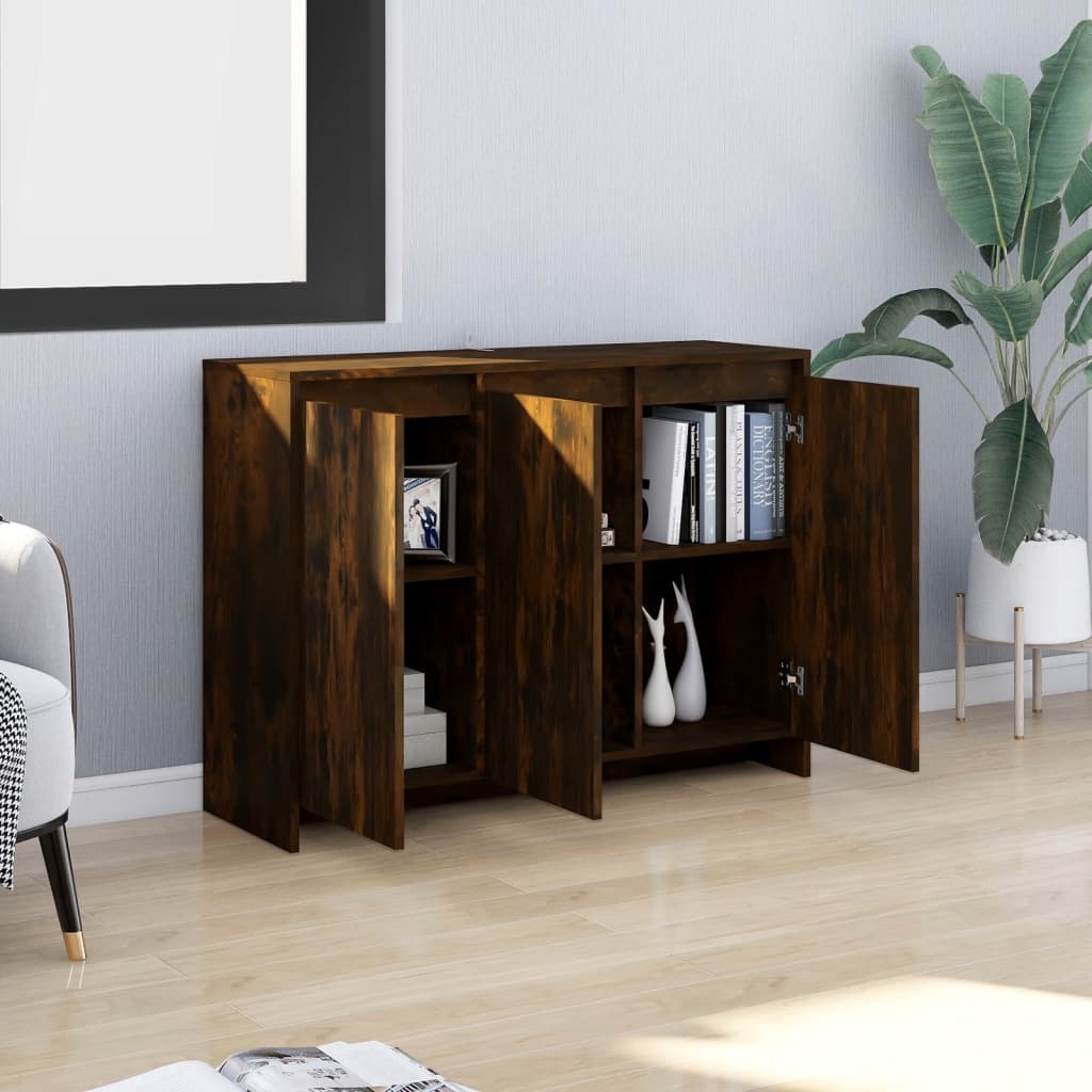 skænk 102x33x75 cm konstrueret træ røget egetræsfarve