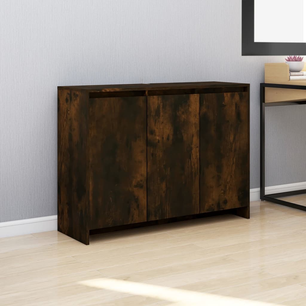 skænk 102x33x75 cm konstrueret træ røget egetræsfarve