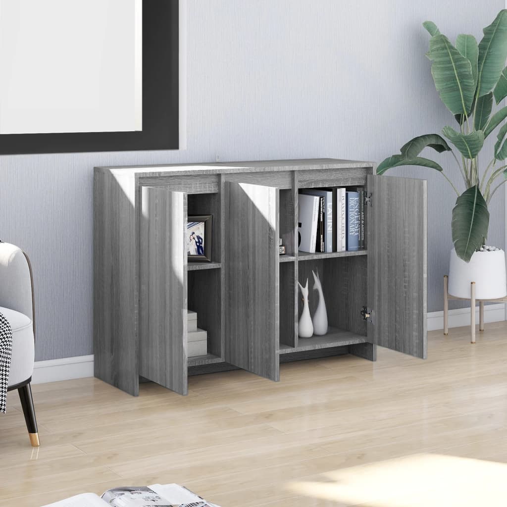 skænk 102x33x75 cm konstrueret træ grå sonoma-eg