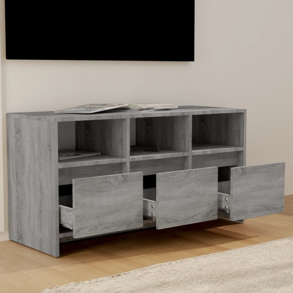 tv-bord 102x37,5x52,5 cm konstrueret træ grå sonoma-eg
