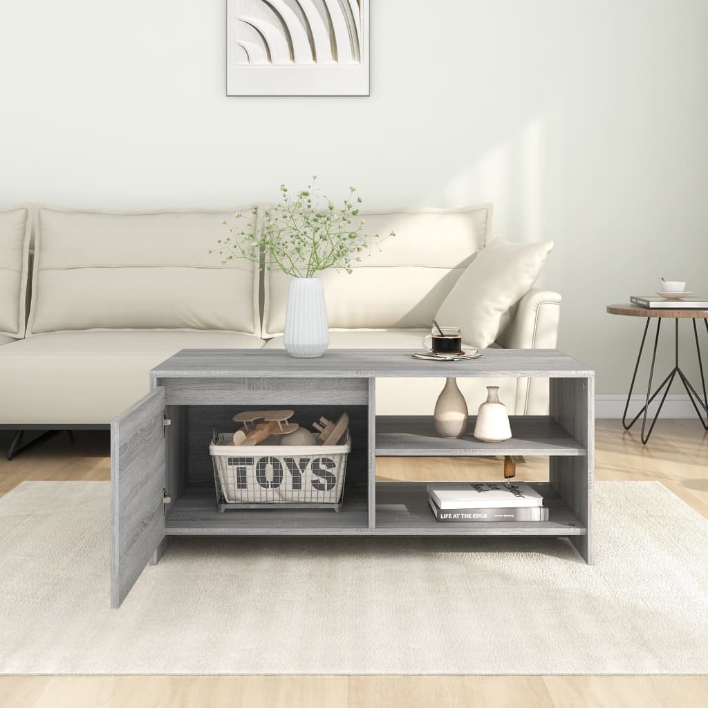 sofabord 102x50x45 cm konstrueret træ grå sonoma-eg