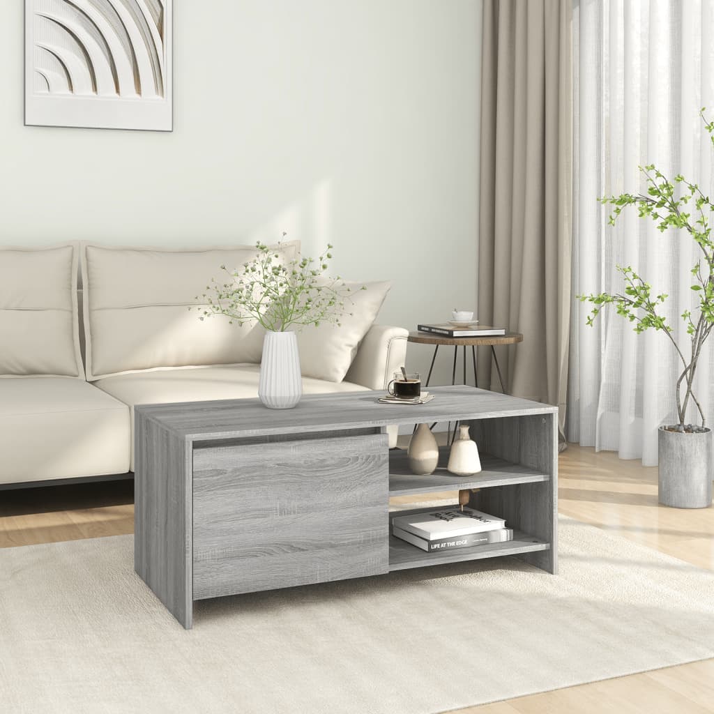 sofabord 102x50x45 cm konstrueret træ grå sonoma-eg