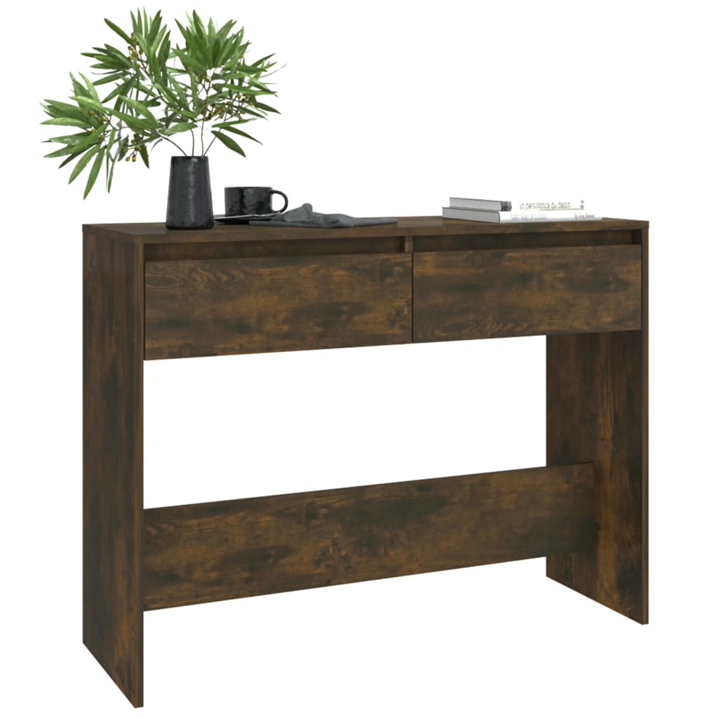 konsolbord 100x35x76,5 cm konstrueret træ røget egetræsfarve