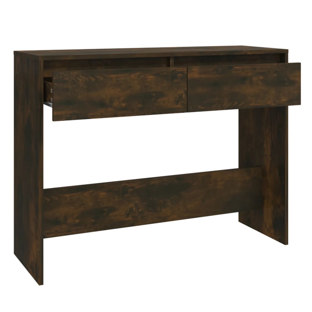 konsolbord 100x35x76,5 cm konstrueret træ røget egetræsfarve