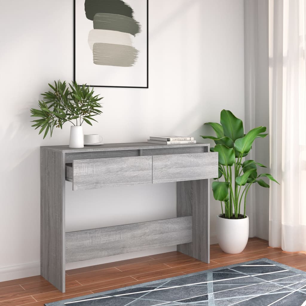 konsolbord 100x35x76,5 cm konstrueret træ grå sonoma-eg