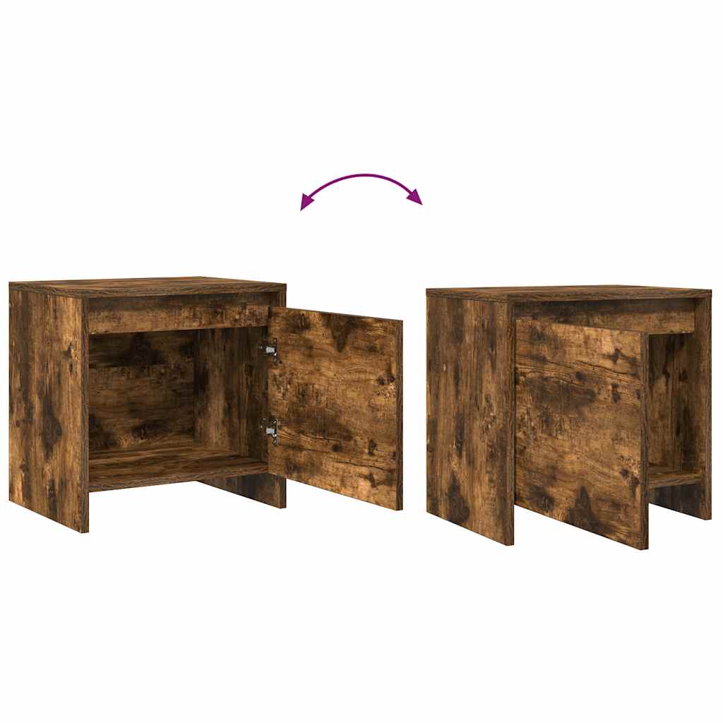 sengeborde 2 stk. 45x34x44,5 cm konstrueret træ røget egetræ