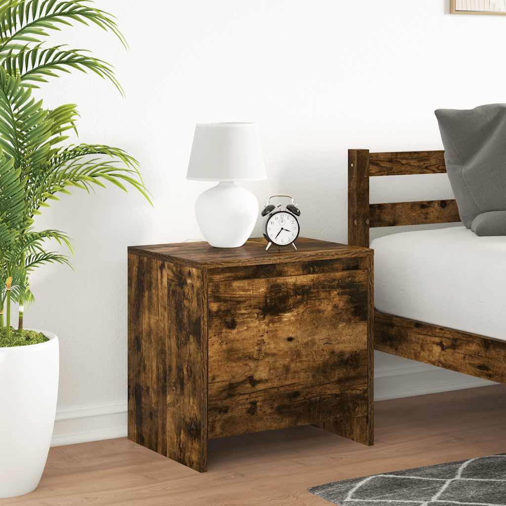 sengeborde 2 stk. 45x34x44,5 cm konstrueret træ røget egetræ