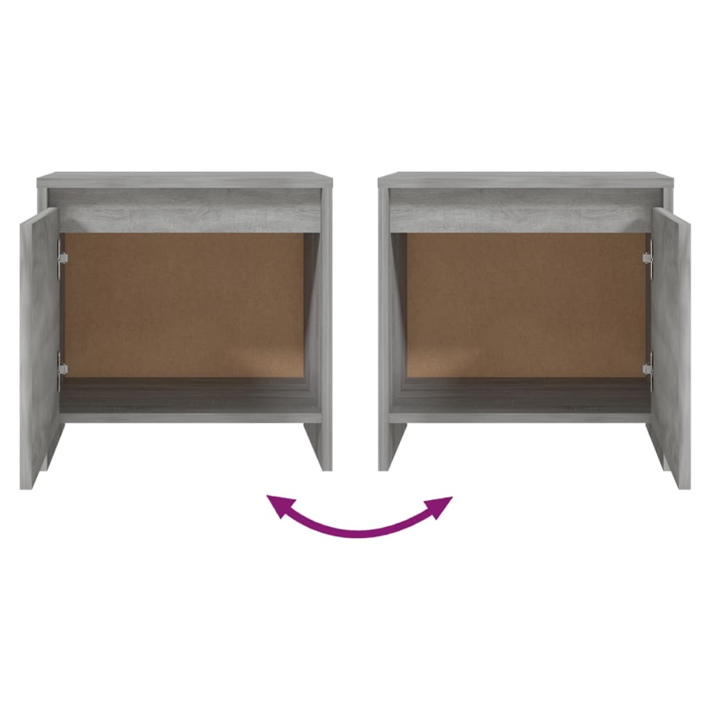sengeborde 2 stk. 45x34x44,5 cm konstrueret træ grå sonoma-eg