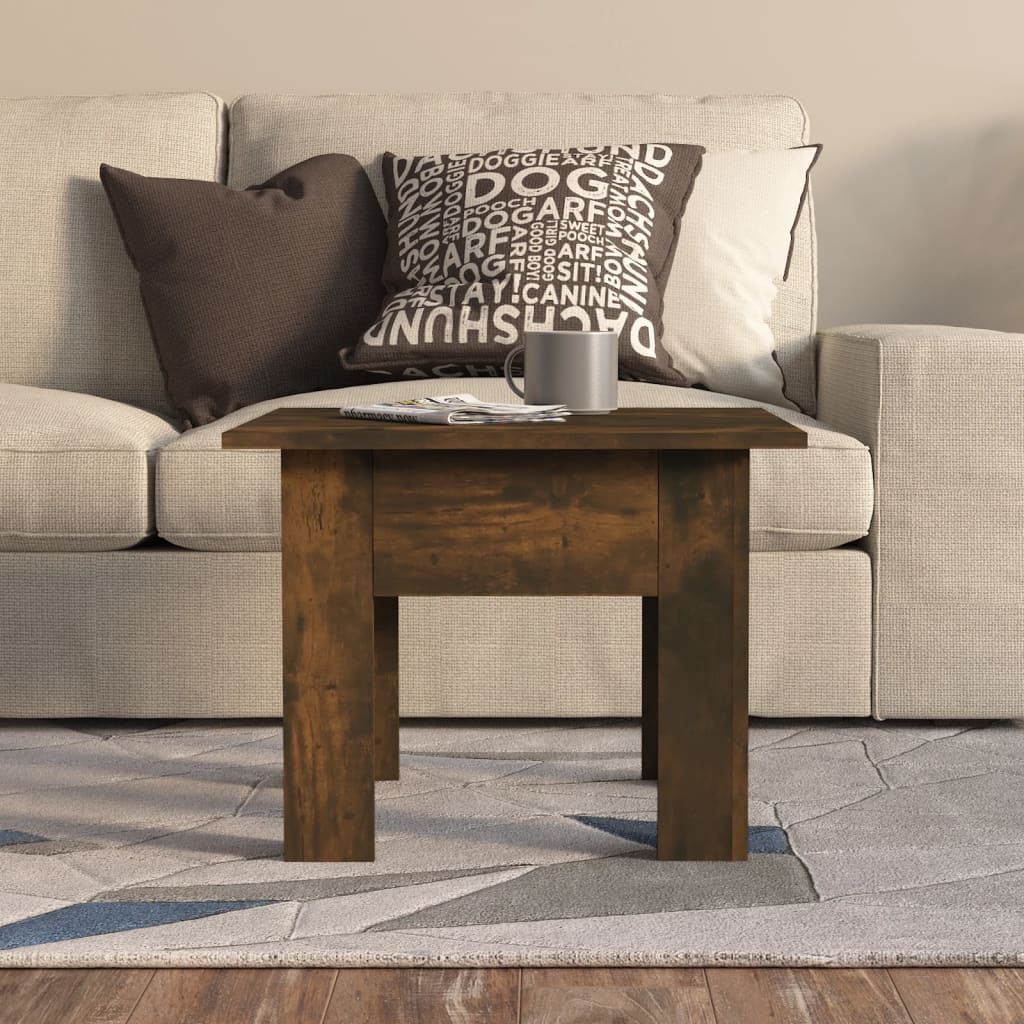 sofabord 55x55x42 cm konstrueret træ røget egetræsfarve