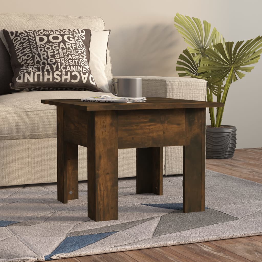sofabord 55x55x42 cm konstrueret træ røget egetræsfarve