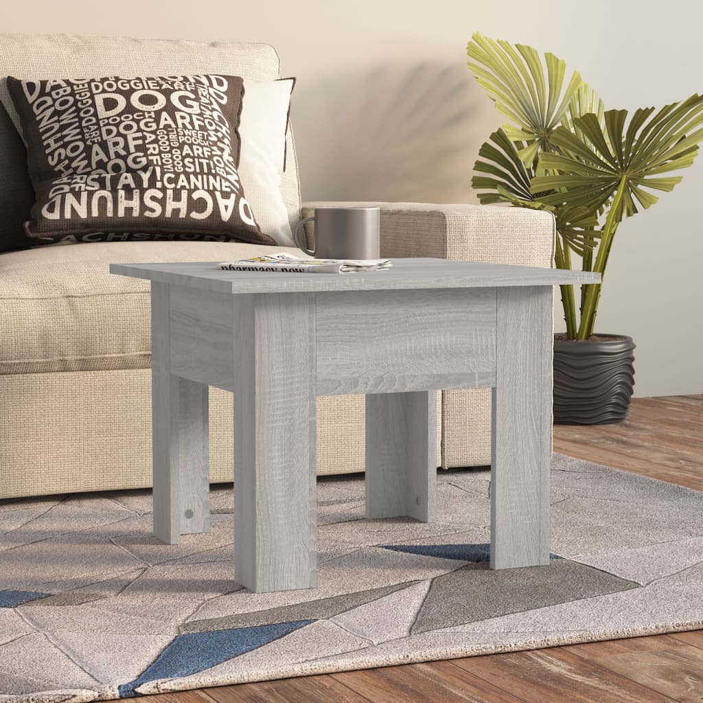 sofabord 55x55x42 cm konstrueret træ grå sonoma-eg
