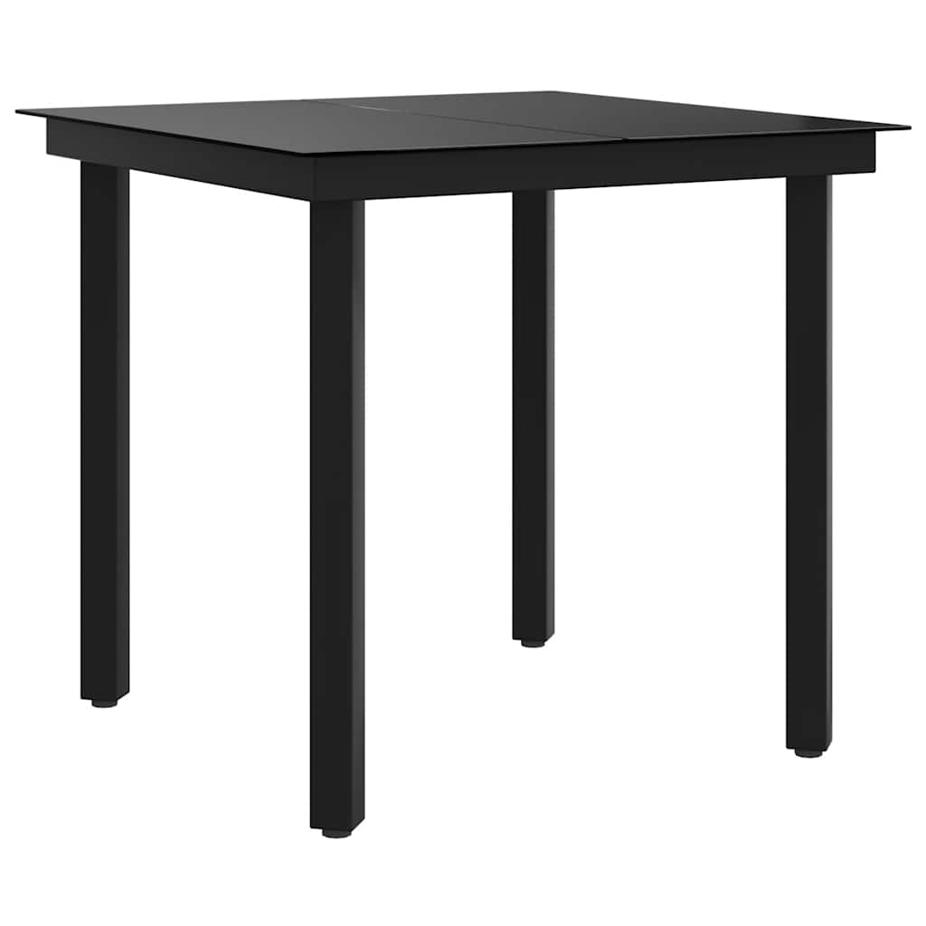 havebord 80x80x74 cm stål og glas sort