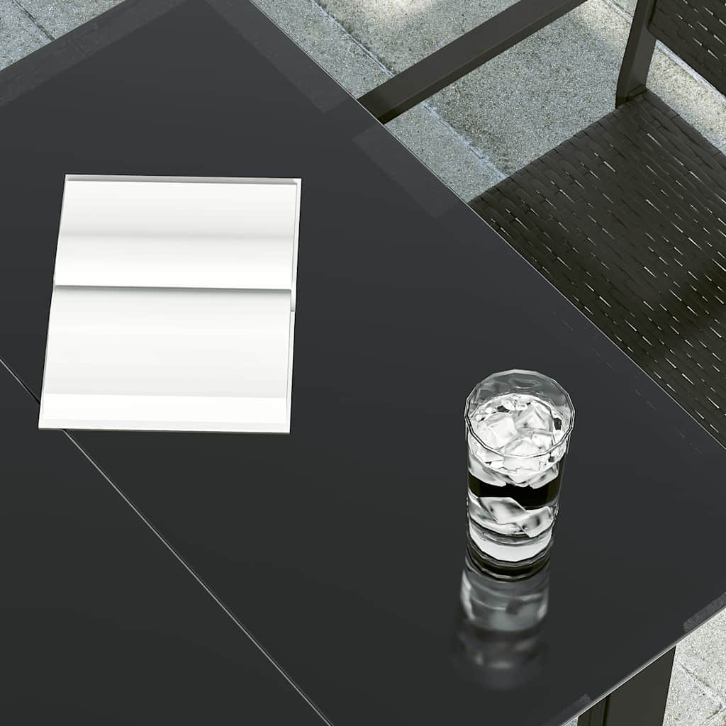 havebord 80x80x74 cm stål og glas sort