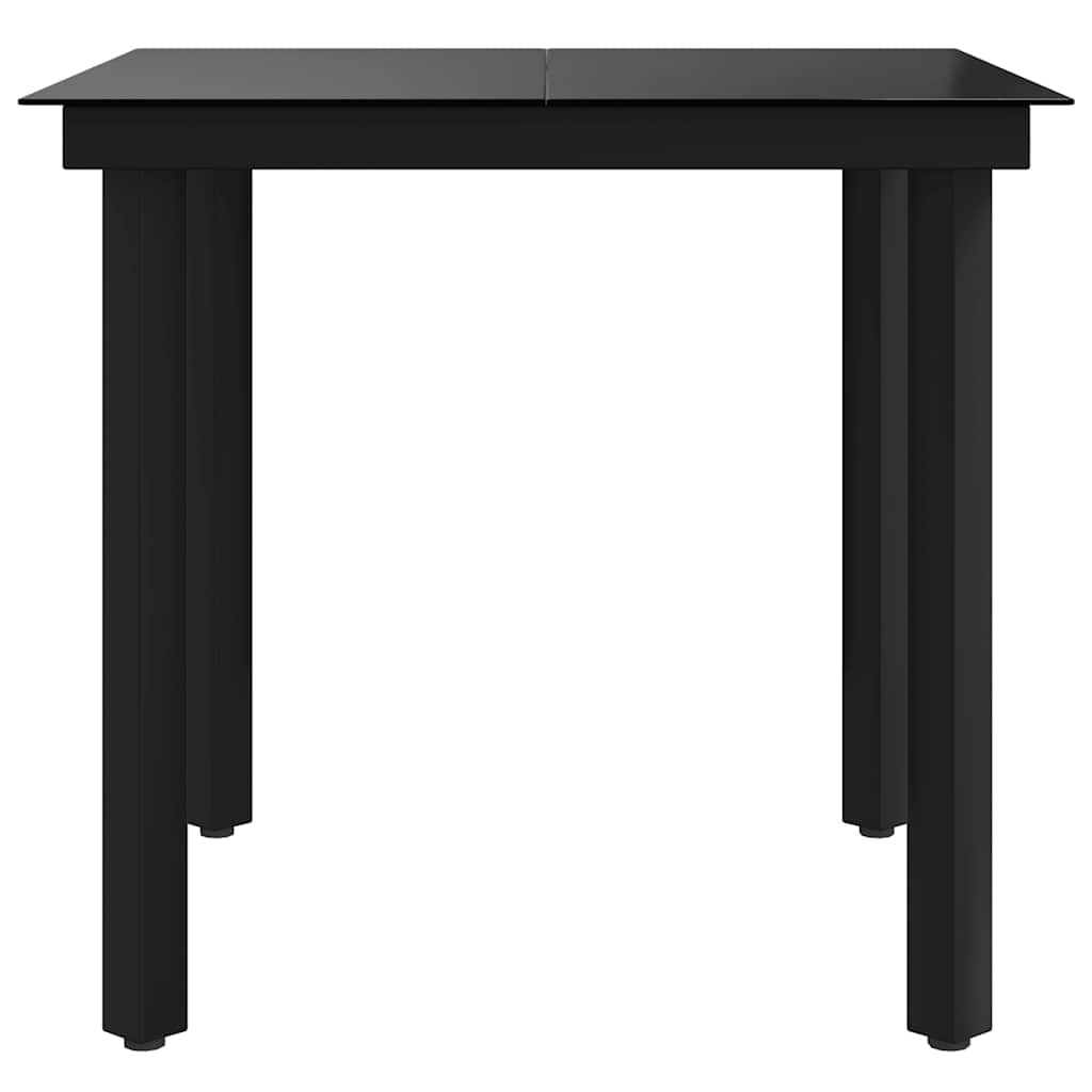 havebord 80x80x74 cm stål og glas sort