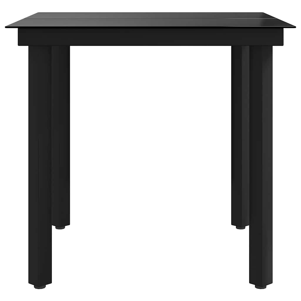 havebord 80x80x74 cm stål og glas sort